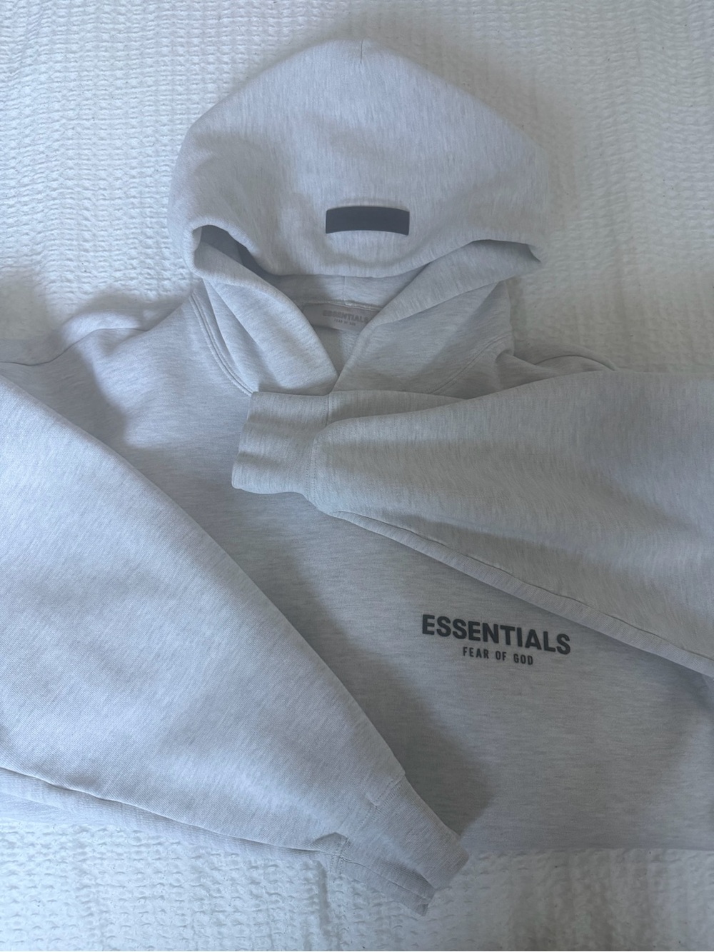 Essentials Light Gray Hoodie with Chest Logo